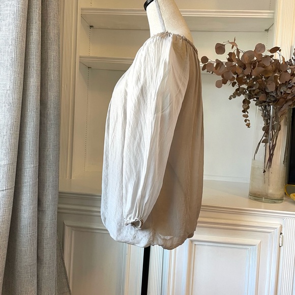 Prontomoda Giusy Silk 3/4 Sleeve Blouse Grey Small - Picture 4 of 9